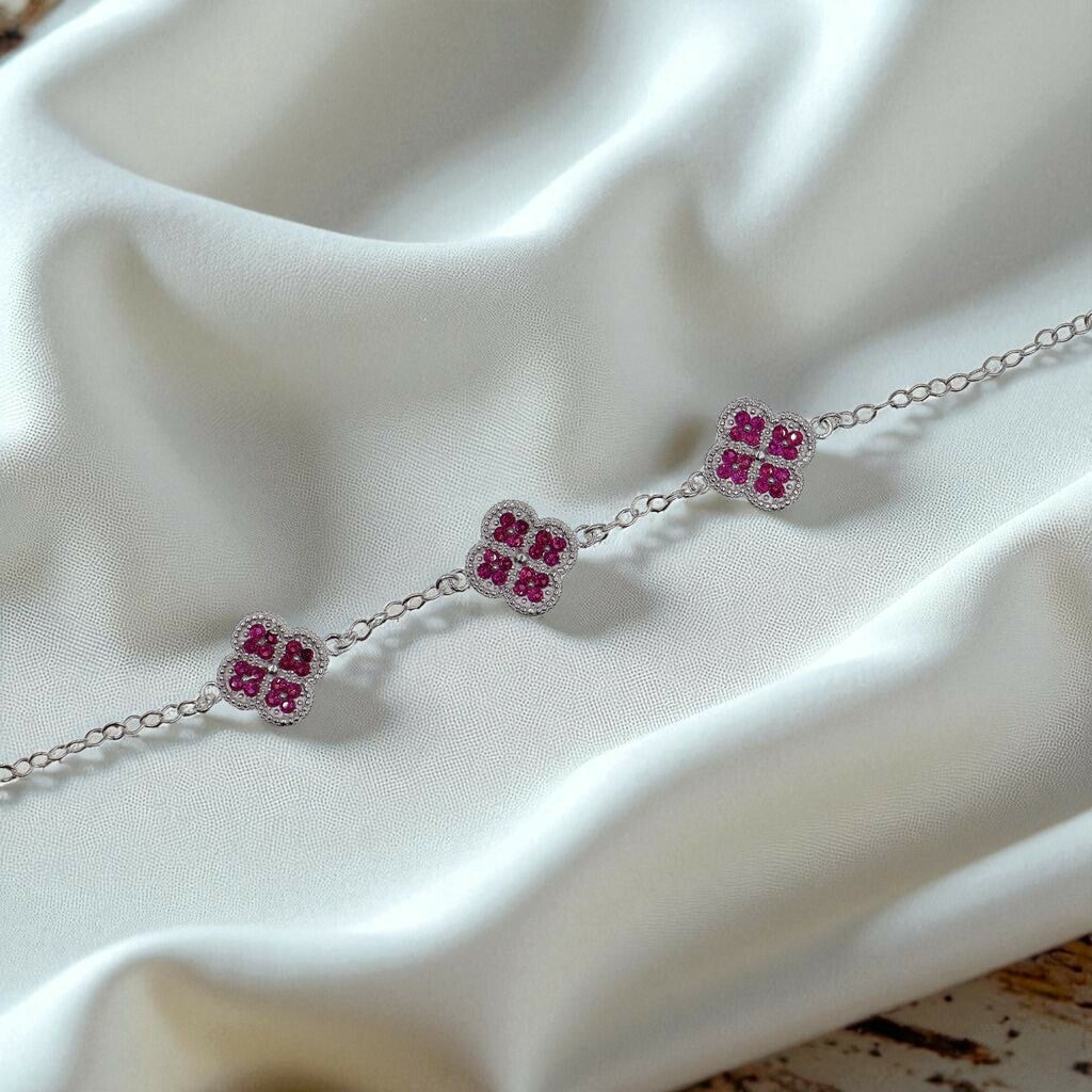 Pulso De Plata .925 Estilo Trebol Grande