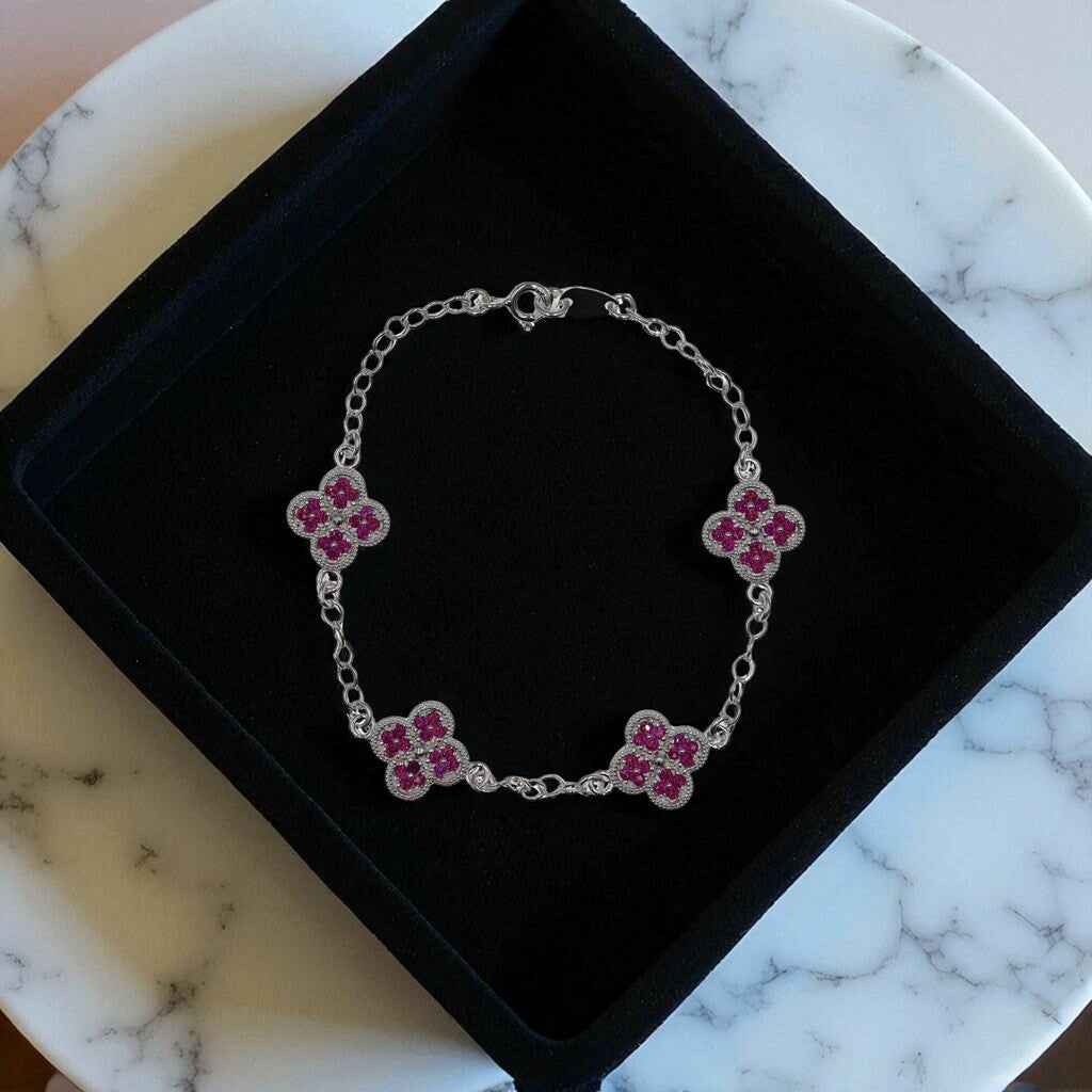 Pulso De Plata .925 Estilo Trebol Chico