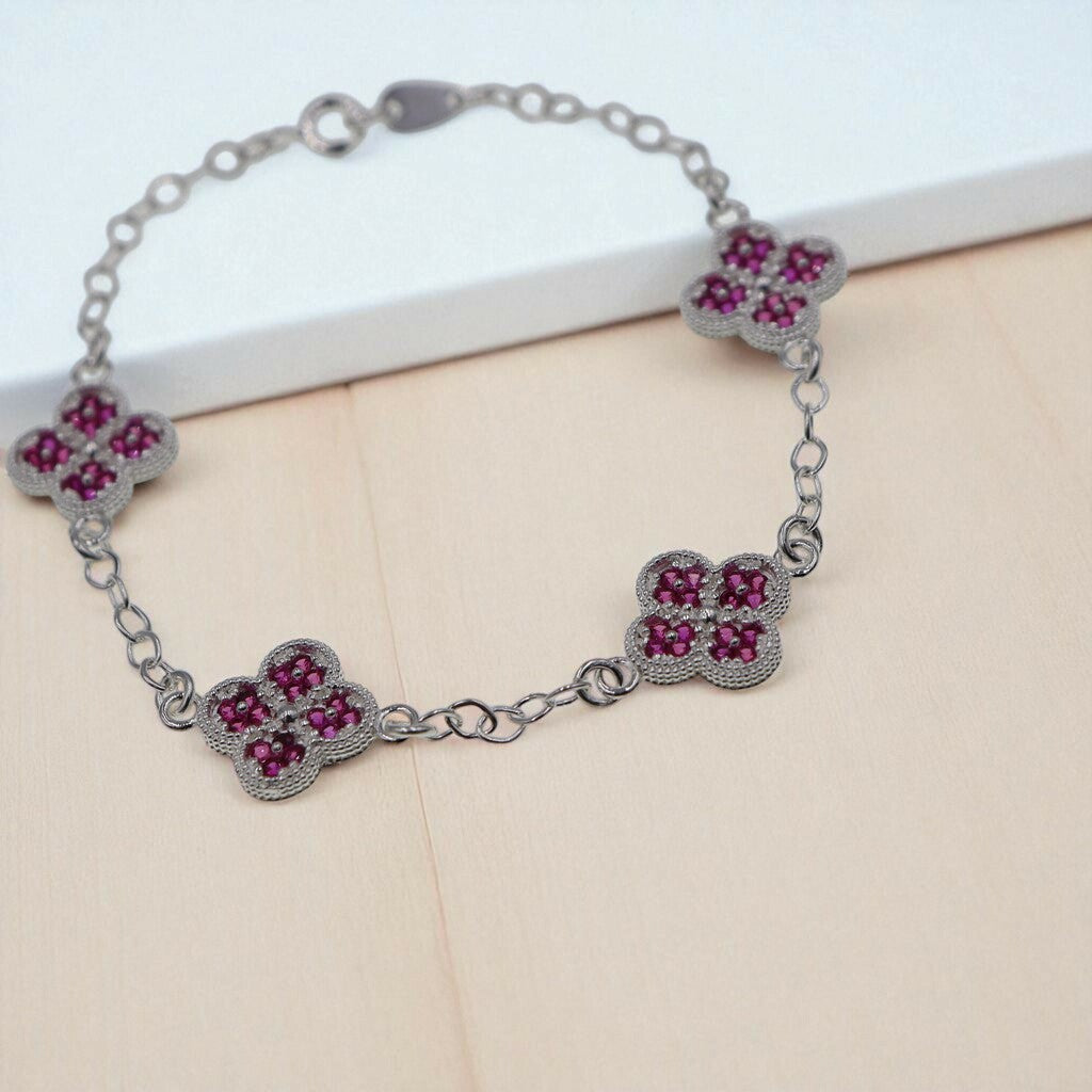 Pulso De Plata .925 Estilo Trebol Chico