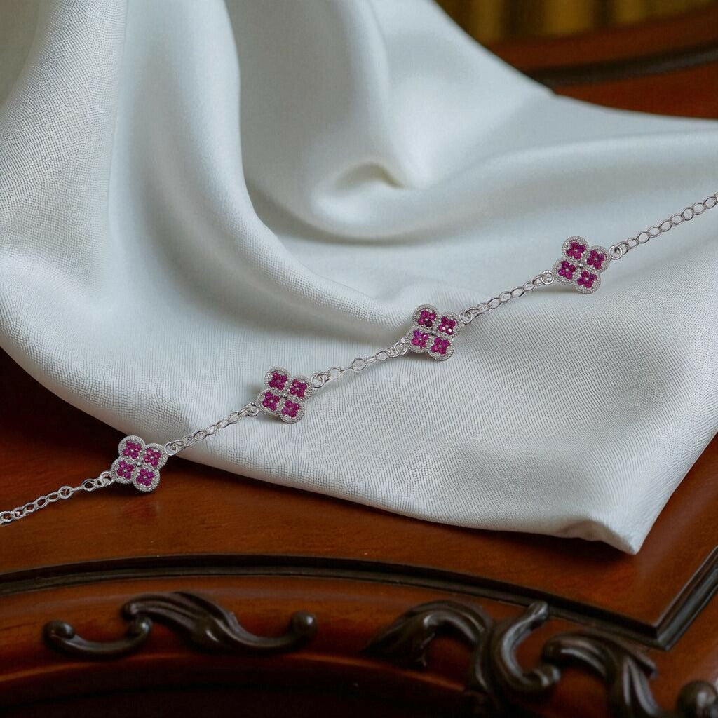 Pulso De Plata .925 Estilo Trebol Chico