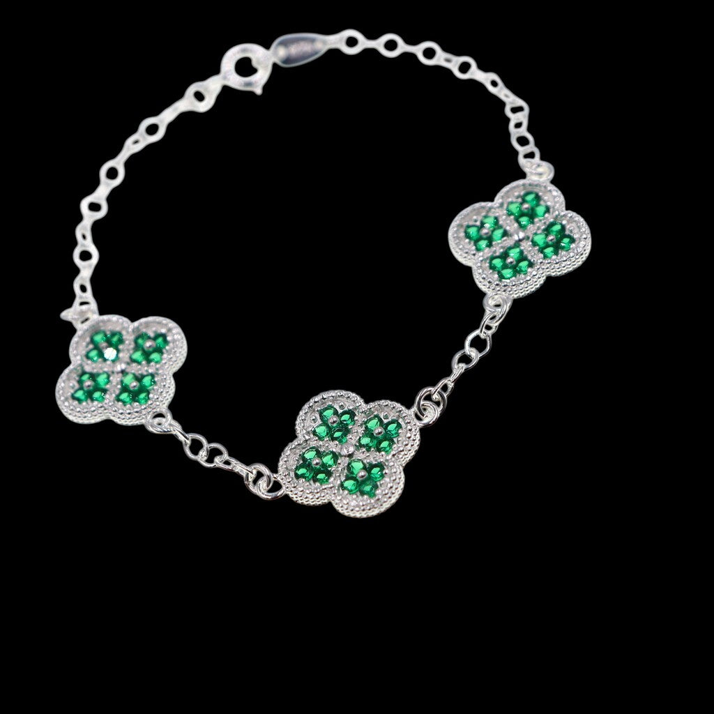 Pulso De Plata .925 Estilo Trebol Grande