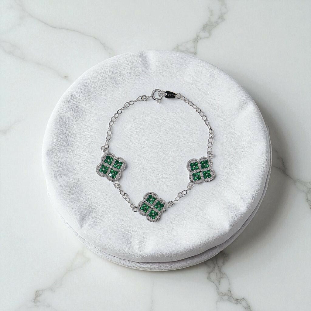 Pulso De Plata .925 Estilo Trebol Grande
