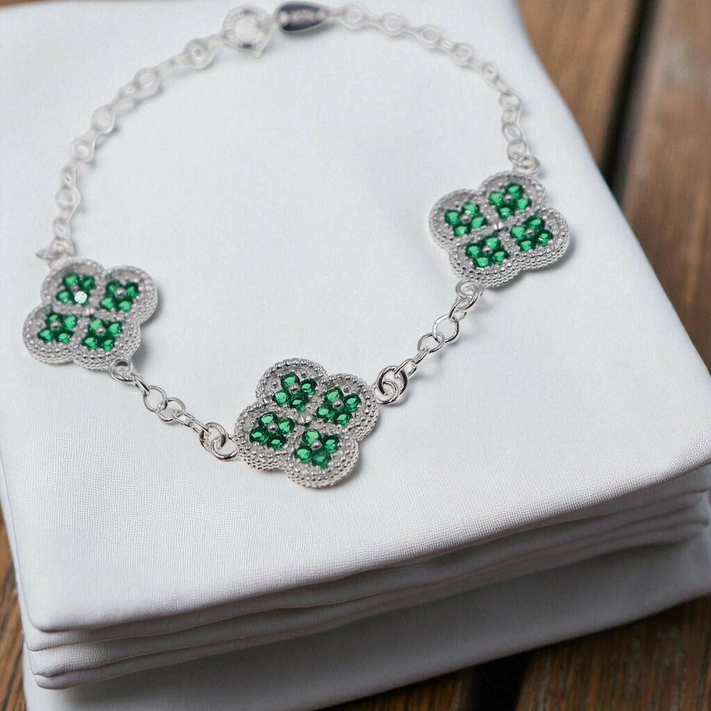 Pulso De Plata .925 Estilo Trebol Grande