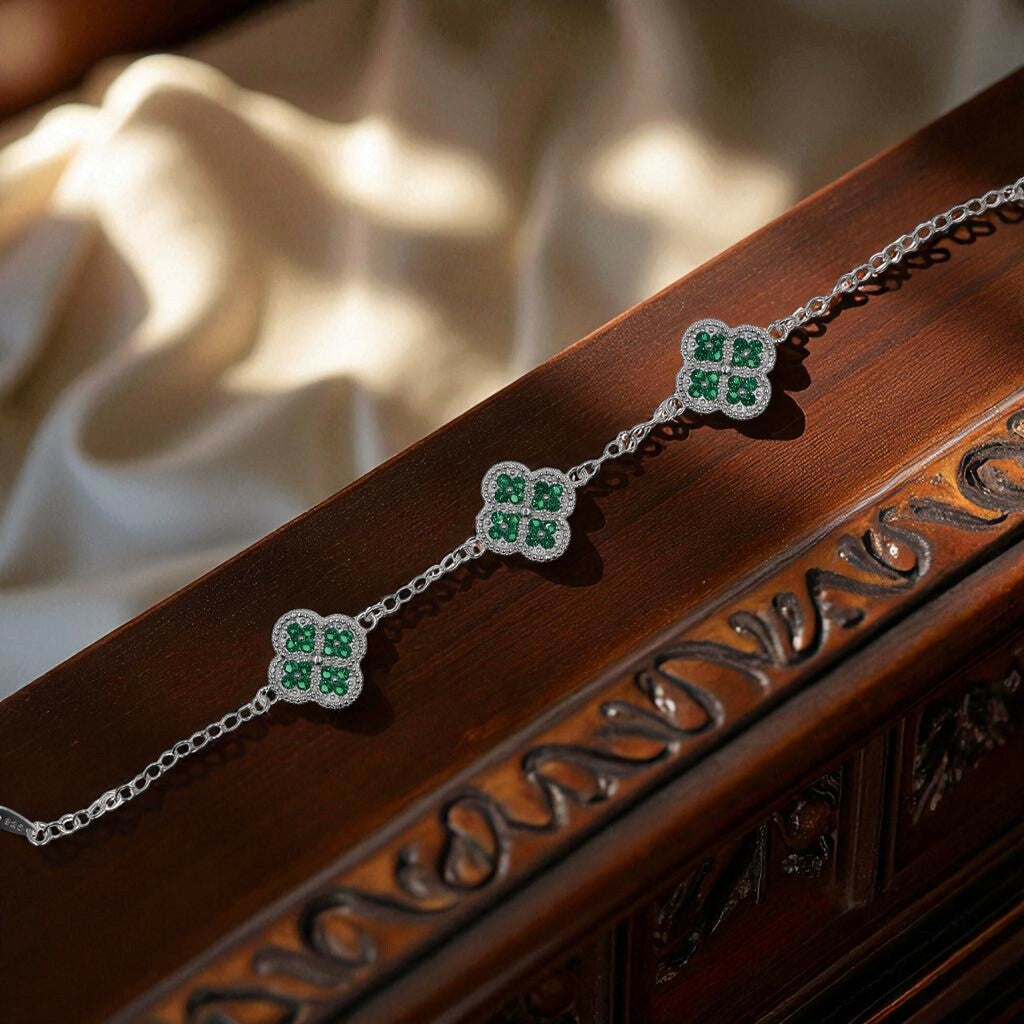 Pulso De Plata .925 Estilo Trebol Grande