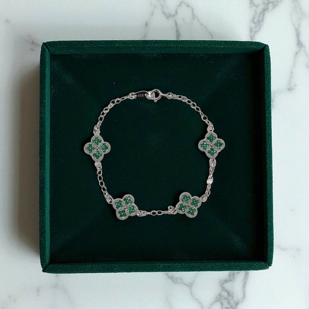 Pulso De Plata .925 Estilo Trebol Chico