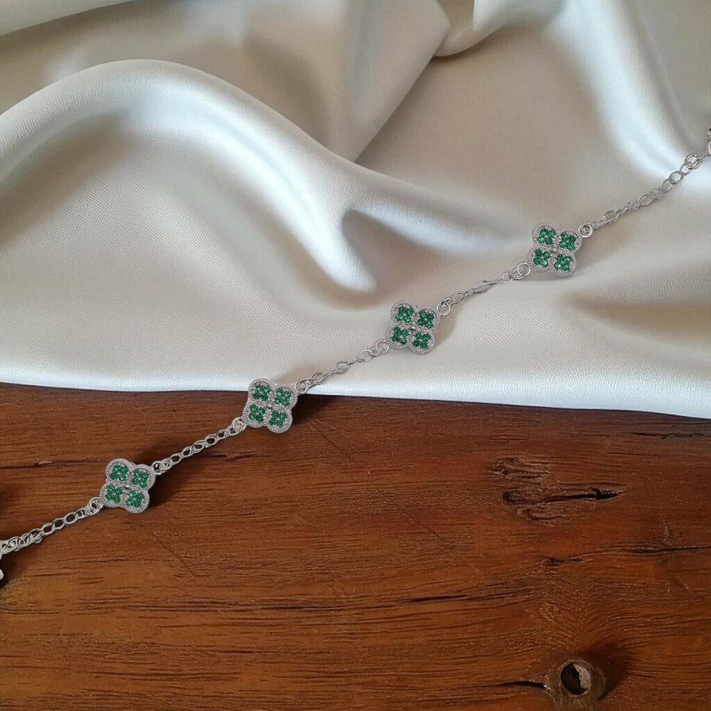 Pulso De Plata .925 Estilo Trebol Chico