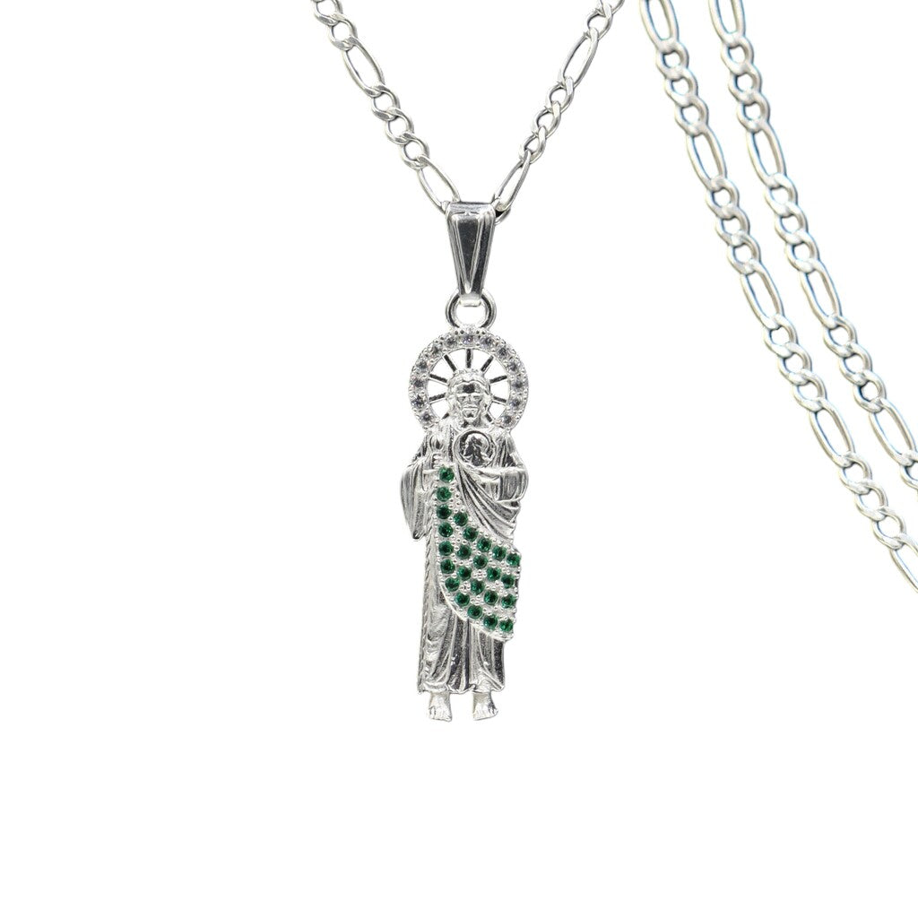 Dije De San Judas + Cadena En Plata .925