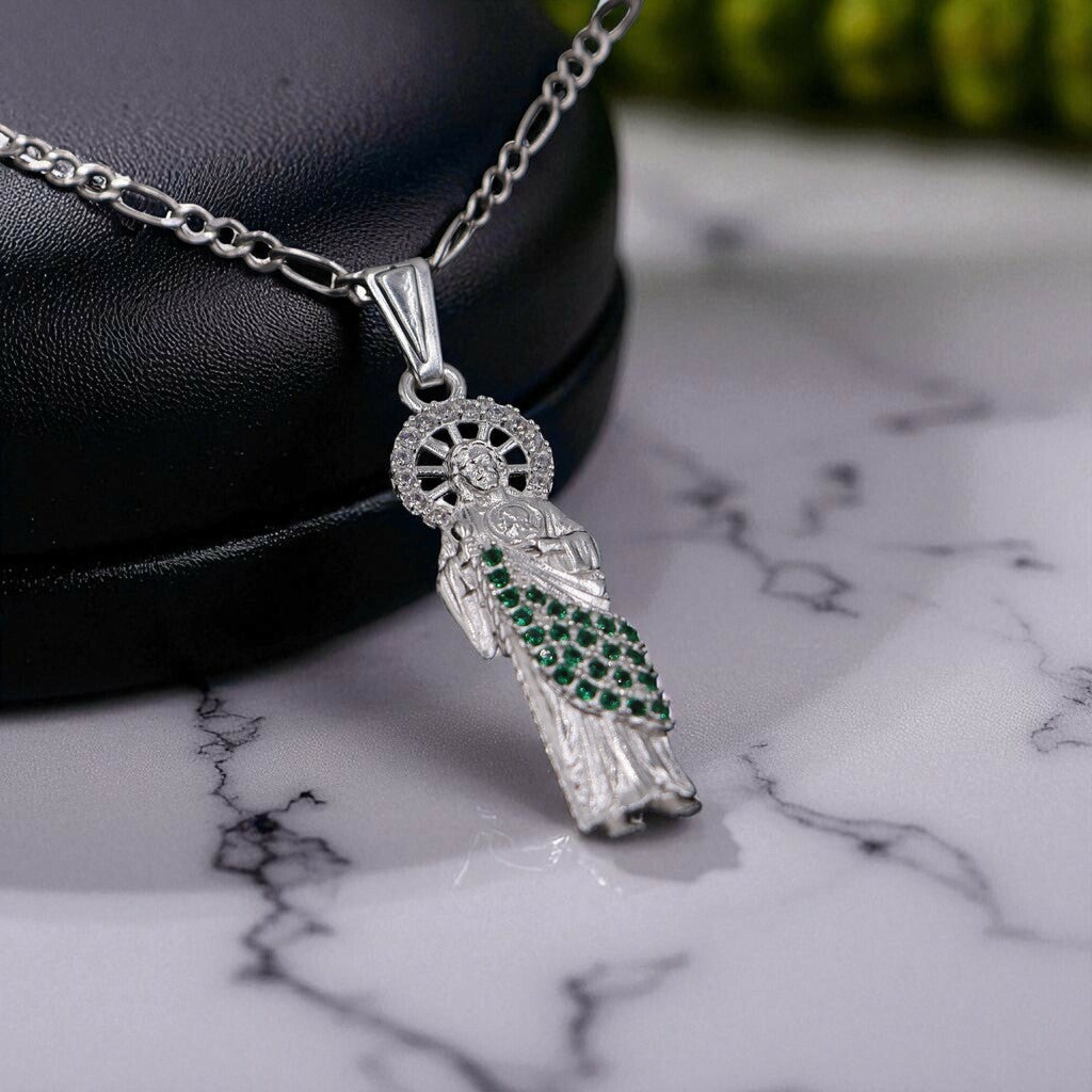 Dije De San Judas + Cadena En Plata .925