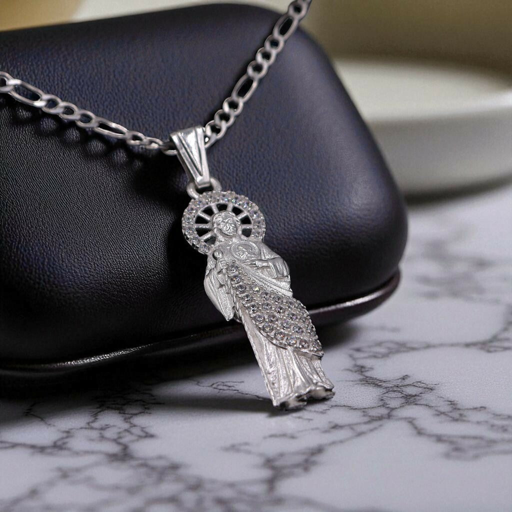 Dije De San Judas + Cadena En Plata .925