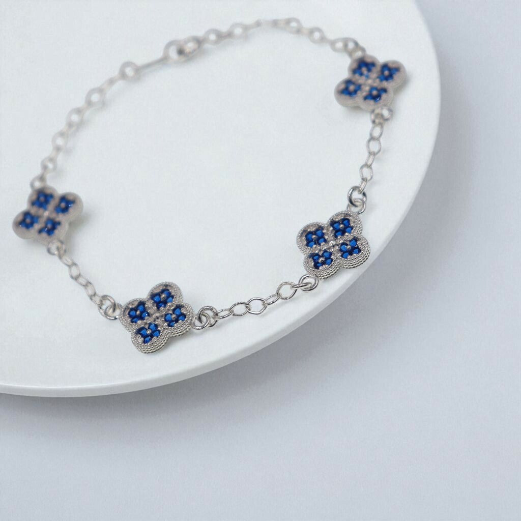 Pulso De Plata .925 Estilo Trebol Chico