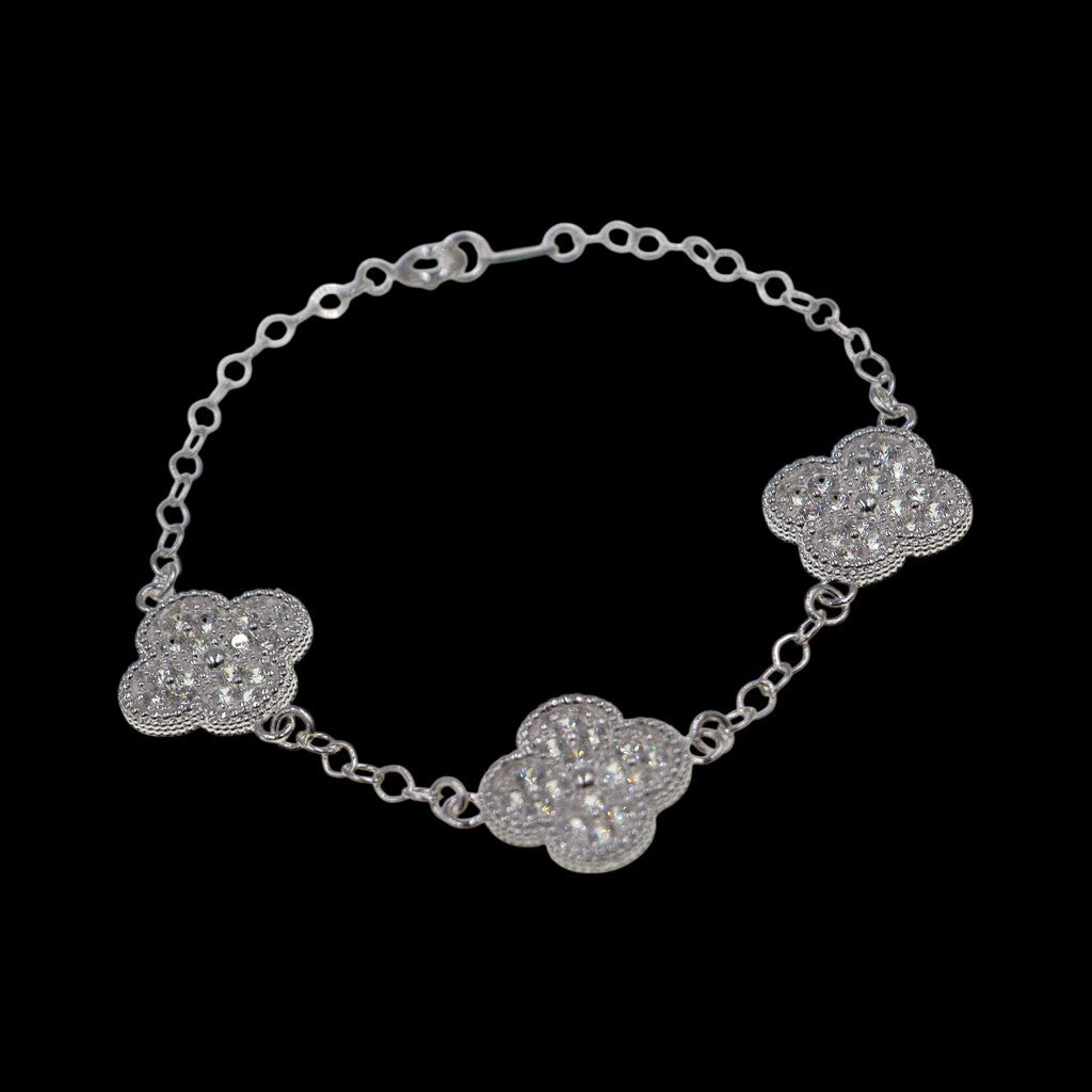 Pulso De Plata .925 Estilo Trebol Grande