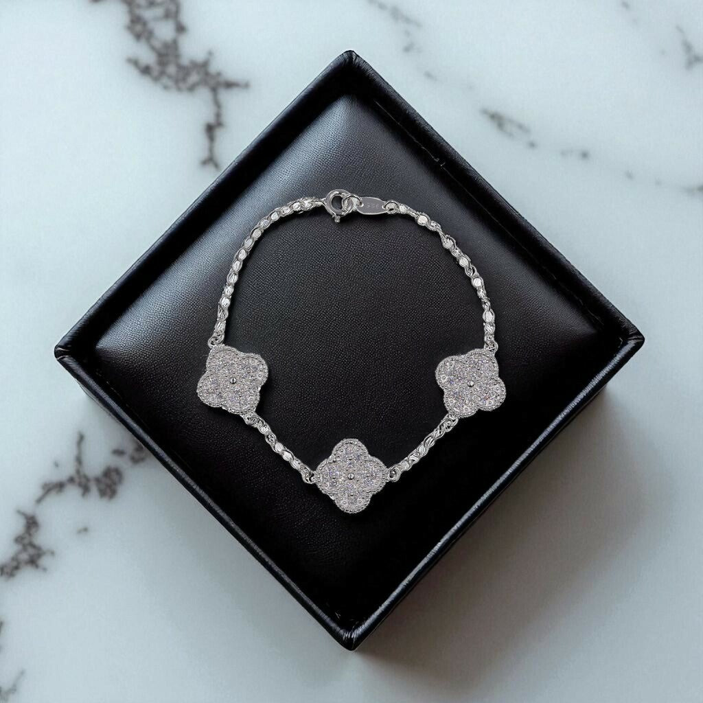 Pulso De Plata .925 Estilo Trebol Grande