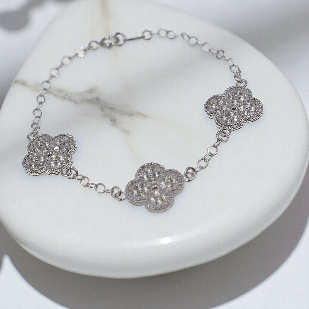 Pulso De Plata .925 Estilo Trebol Grande