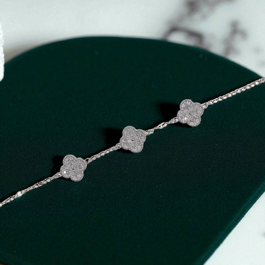 Pulso De Plata .925 Estilo Trebol Grande