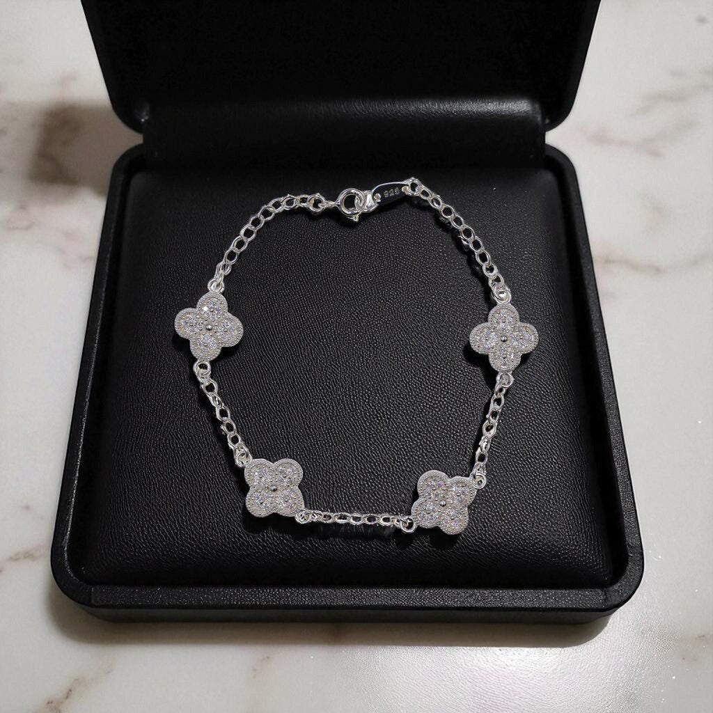 Pulso De Plata .925 Estilo Trebol Chico