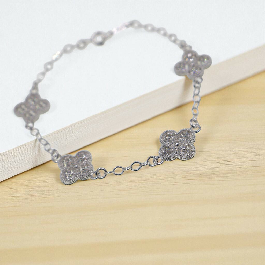 Pulso De Plata .925 Estilo Trebol Chico