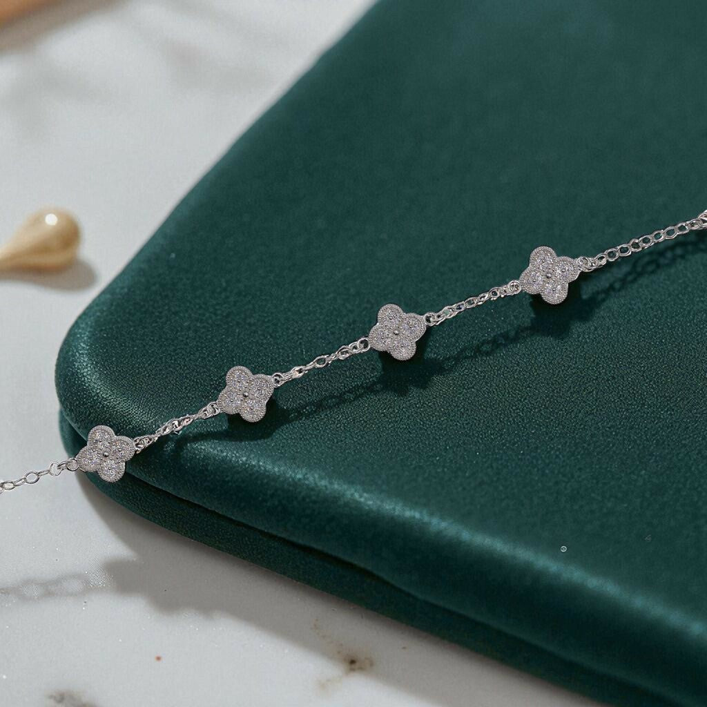 Pulso De Plata .925 Estilo Trebol Chico