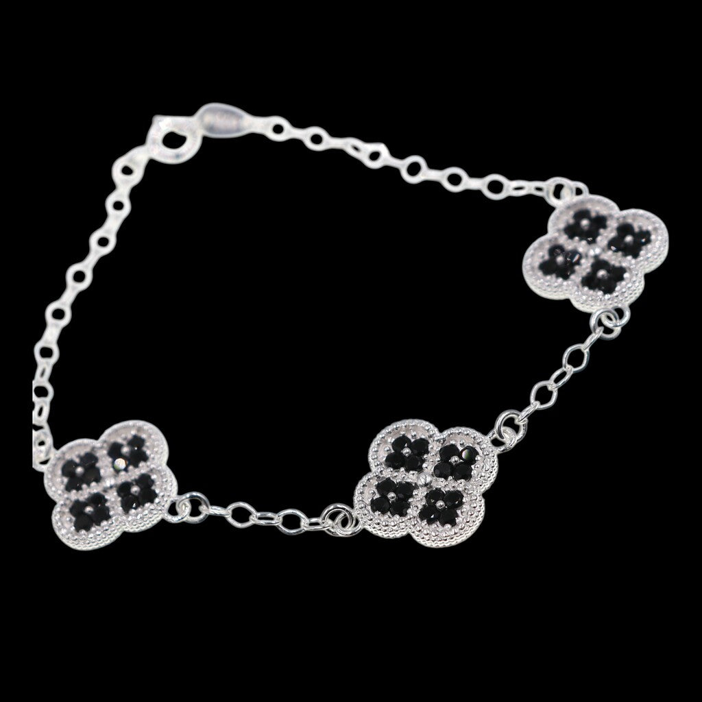 Pulso De Plata .925 Estilo Trebol Grande